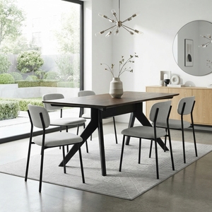 Premium wooden salsa dining table minimalist <b>solid</b> teak <b>wood</b> kitchen dining room rectangular table dinner <b>desk</b> frame spaces unit - Product Image 2