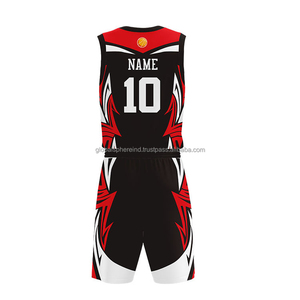 Maillot de basket-ball respirant personnalisable uniforme uni rouge et noir avec logo personnalisé ensembles grande taille pour les équipes - Product Image 2