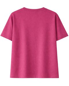 Camiseta Personalizada Rosa Fucsia para Mujer, con Bordado Floral, Cuello Redondo, Algodón Suave, Manga Corta, Informal, Ligera, para Verano - Product Image 2