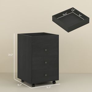 Gabinete de almacenamiento de oficina móvil de 3 cajones de nogal, ruedas de archivo rodantes, soporte de impresora para ahorrar espacio, organizador de cajones de escritorio superior - Product Image 3