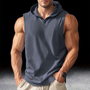 Custom Logo Wholesale Men Sleeveless Workout Hoodie Custom Sleeveless Gym Hoodies Men Gym Hooded Tank <b>Top</b> for Men - Product Image 1