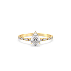 Bague solitaire REYES personnalisée en or massif 14 carats, diamant de laboratoire certifié IGI taille poire 1,15 carat, pour femme, bijoux fins - Product Image 2
