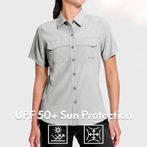 Camisetas de Pesca de Alto Rendimiento para Mujer, Tejido de Poliéster y Spandex, Estilo Urbano, Color Sólido - Product Image 3