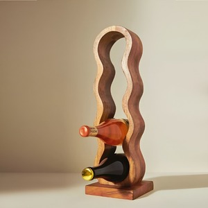 Factory Supply Custom Logo Size Large Solid Wood Storage Capacity Wavy Wood <b>Wine</b> <b>Rack</b> for Home at Lowest Price - Product Image 3