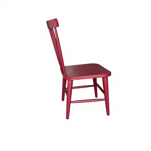 Chaise de salle à manger moderne en aluminium, finition thermolaquée rouge, durable, écologique, design à dossier en spirale, pour la maison, le bureau, l'extérieur - Product Image 1