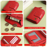 Dompet Kulit Asli Wanita WRIZA dengan Resleting |   Dompet Clutch RFID Biru Turquoise untuk Penggunaan Sehari-hari, 9 Slot Kartu, Jendela ID, Kantong Koin