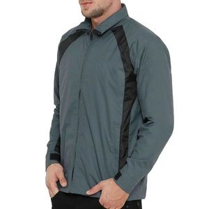 บริการ OEM เสื้อแจ็คเก็ตกันลมลำลองสำหรับผู้ชายรุ่นใหม่ล่าสุด คุณภาพสูง ผลิตจากโพลีเอสเตอร์/คอตตอน แห้งเร็ว มีซิปด้านหน้า - Product Image 3