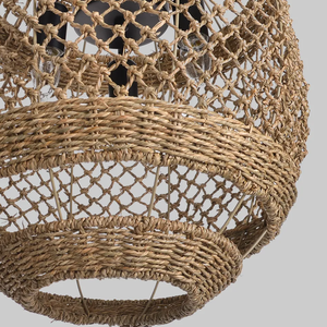 Rustic Handwoven <b>Rope</b> Pendant <b>Light</b> Vintage Woven Rattan Chandelier Hanging Lamp Made in Vietnam - Product Image 5