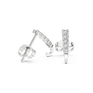 Boucles d'oreilles de fiançailles en or jaune 14 carats avec diamant rond cultivé en laboratoire pour femmes |   Nouveau diamant cultivé - Product Image 5