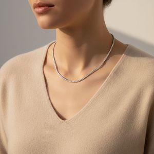 Collier tennis en diamants ronds sertis à griffes 8.00 CTW - Product Image 1