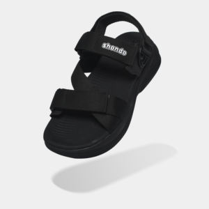 Sandales décontractées à bout ouvert F8B, design rotatif, adhérence et stabilité améliorées, couleur noire intégrale, origine Vietnam - Product Image 4