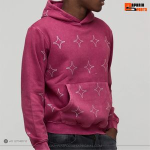 Sudadera con Capucha DAPHNIA Color Borgoña, Unisex, con Estampado de Estrellas con Pedrería, Corte Regular, Informal, de Invierno, de Alta Calidad, para Exteriores - Product Image 4