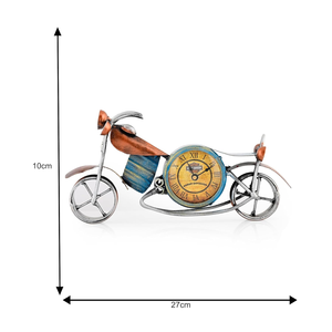 Horloge de table CraftVatika en forme de vélo, objet décoratif |   Vélo décoratif en fer forgé avec horloge antique pour salon et bureau, pièce à montrer - Product Image 6
