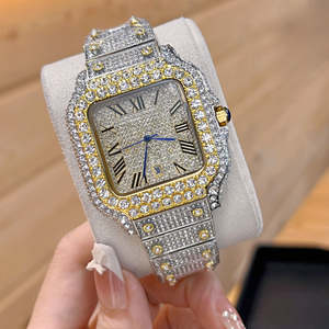 Nouvelle arrivée, montre à quartz pour homme entièrement sertie de diamants, montre en acier inoxydable brillante avec diamants, montre unisexe pour homme et femme - Product Image 6