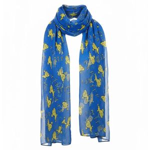 Bufanda con Estampado de Poodle de Sigma Gamma Rho, Azul y Dorado, Bufanda de la Hermandad Griega, Accesorio de Moda Ligero y Elegante - Product Image 1