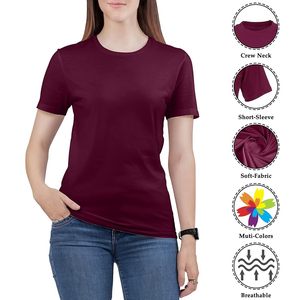 V Neck Plain T Shirts Women Summer Casual Blank Short Sleeve Tee <b>Tops</b> High Quality Soft Cotton Custom Logo Wholesale - Product Image 3