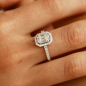 Bague de fiançailles pour femme RB Gems, diamant naturel vif certifié IGI CVD HPHT, or jaune 14 carats, moissanite taille princesse excellente - Product Image 6