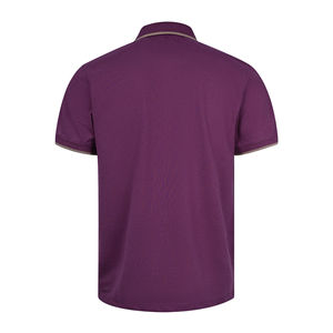Polo Morado Sólido para Hombre con Cuello en Contraste, Manga Corta, Transpirable, Informal, para Verano, Golf, Tenis - Product Image 4