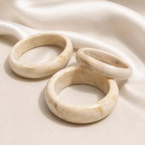 Handmade Ivory Marbled Resin Bangle Set Women Chunky Acrylic <b>Stacking</b> Cuff <b>Bracelet</b> Minimalist Summer Jewelry Wholesale - Product Image 6