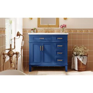 Mobile Bagno Moderno da 36 Pollici con Lavabo in Resina, 2 Ante Soft-Close, 4 Cassetti e Elegante Mobiletto a 2 Ante per Bagno - Product Image 6