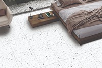 Carrelage mural et de sol antidérapant en porcelaine, finition terrazzo blanc sculpté, 60x60cm, carrelage intérieur poli pour appartement et villa