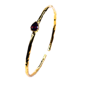 Women's 18K Solid Gold <b>Ruby</b> Bangle <b>Bracelet</b> With Baguette Cut Diamonds Geometric Classic Design Bezel Setting Wedding Jewelry - Product Image 2