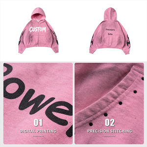 Sudadera con capucha y cremallera para hombre, de felpa 100% algodón, 420 g/m², extragrande, de alto gramaje, transpirable, ecológica, con efecto lavado sucio, para invierno - Product Image 3