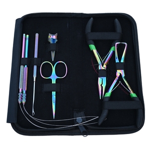 Wholesale Rainbow Hair Extension <b>Tools</b> <b>Kit</b> Micro Bead Crimper Bead Removal Plier Hook Wire Loop Threader Set Mini Hair Scissor - Product Image 6