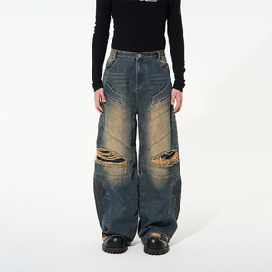Pantalones vaqueros cargo holgados de hombre, nuevos, lavados, personalizados, de cintura media, de algodón - Product Image 1