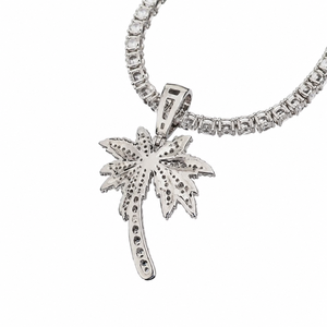 Colgante de Cruz con Pequeña Árbol de Coco, Plata de Ley 925, Moissanita Certificada GRA, Estilo Iced Out, Joyería Unisex Hip Hop - Product Image 3