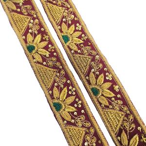 Bordures en dentelle brodées de perles et de strass, 100 % polyester, écologiques, couleur personnalisée, style vintage, pour vêtements professionnels, vente en gros - Product Image 1