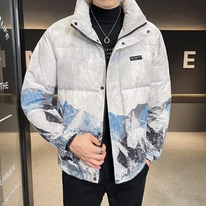 Wholesale Custom Made <b>Men's</b> Waterproof Canvas Puffer Jacket Top Selling Latest Design Zipper Closure Breathable Stand Front - Product Image 3