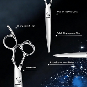 Ciseaux droits pour gauchers NYBL-55 de 5,5 pouces, JAPON, acier 440C, tranchants, dureté 58-59HRC, manche en acier inoxydable, ciseaux de barbier, cheveux, 28 - Product Image 3