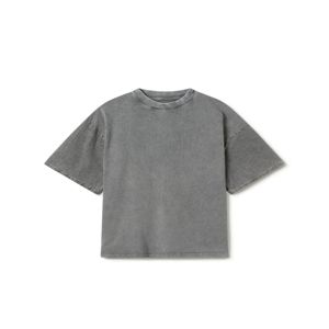 เสื้อยืดคอกลมแขนสั้นสีเทาแบบลำลอง ทรงปกติ ผ้าฝ้ายเจอร์ซีย์ถัก 100% สีพื้น - Product Image 1