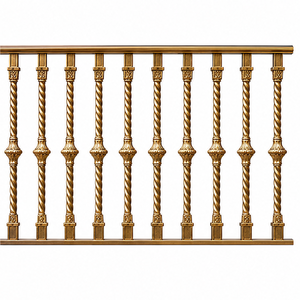 Rampe d'escalier en métal doré sculpté avec balustres torsadés et colliers décoratifs pour grands intérieurs - Product Image 2