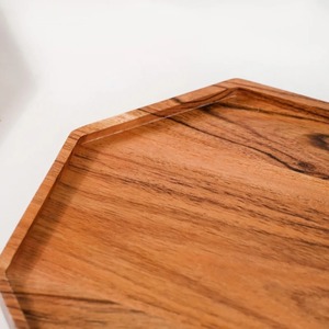 Bandeja octogonal de madera con acabado natural, diseño minimalista para uso en mesa, apta para lavavajillas, bandeja de almacenamiento, bandeja de servicio para cocina - Product Image 6
