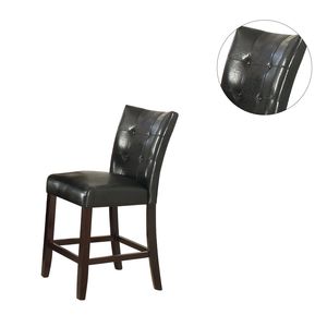 Ensemble de 2 chaises hautes de salle à manger rembourrées en cuir noir - Product Image 3