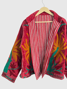 Veste en lin brodée de fleurs, col montant, manches longues, style Prairie Chic, vêtements de printemps pour femmes - Product Image 5