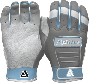 Gants de frappe de baseball légers, durables, doux au toucher, en cuir de qualité supérieure, antidérapants, avec fermeture auto-agrippante, couleur ciel et gris-blanc. - Product Image 3