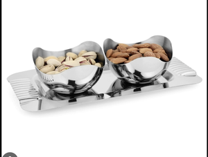 Aluminum Decorative Eco-Friendly Durable <b>Condiment</b> <b>Tray</b> Set with Dip Bowls and Premium Serving Platter - Product Image 4