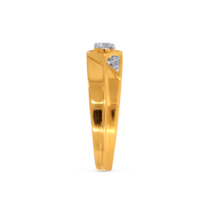 Bague de fiançailles de luxe pour homme en or jaune 18 carats avec diamants taille ronde et épaules ornées de diamants, bijoux fins sur mesure en gros - Product Image 4