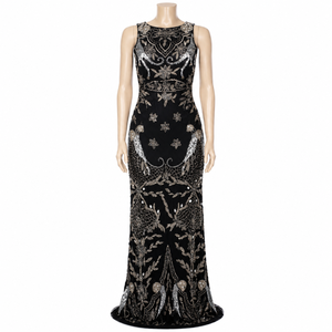 Luxury Black Embroidered Evening Gown| Sleeveless Floor Length Designer <b>Sequin</b> Formal Dress Elegant Party Wear For Women Premium - Product Image 1
