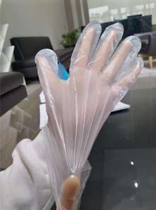 ถุงมือพลาสติกแบบใช้แล้วทิ้งราคาประหยัด ถุงมือพลาสติก Pe โพลีใสอาหาร CPE ยืดถุงมือโพลีไฮบริด