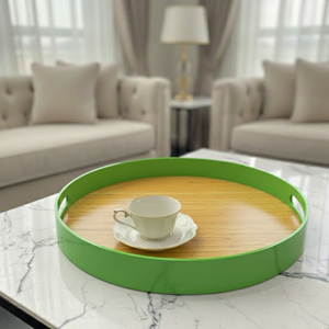 Artisan Crafted Lacquer <b>Wood</b> Decorative Tray - <b>Large</b> Serving Platter with Handles - Luxury Housewarming Gift - Product Image 1