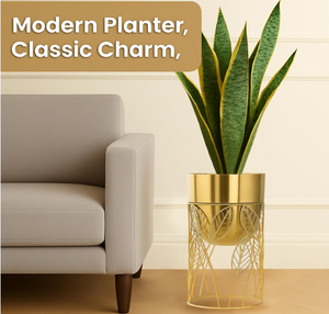 Pots en métal pour plantes d'intérieur avec support, jardinières décoratives pour la décoration de la maison, pots à fleurs modernes pour le salon, la pelouse et le jardin - Product Image 3