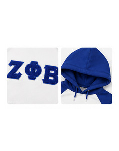 Zeta Phi Beta Embroidered Raglan Sleeve Hooded Sweatshirt <b>Men's</b> Casual Fleece Pullover Front Pocket 100% Cotton Breathable Blue - Product Image 5