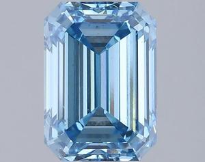 Diamant de laboratoire taille émeraude 1,86 ct, bleu vif fantaisie VS2, certifié IGI, diamant CVD en vrac pour la fabrication de bijoux - Product Image 1
