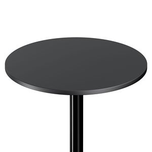 Tavolo da Pranzo Rotondo con Piano in MDF Nero, Gambe e Base Nere, Stile Tavolo da Pub - Product Image 5