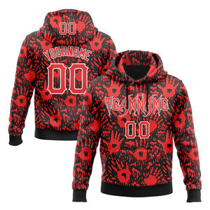 Best Quality Custom Printed Hooded Sweatshirt <b>Men</b> Red <b>Black</b> Horror Pattern Sublimation Design Regular Fit Autumn Wear - Product Image 1