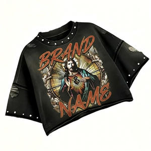 Camiseta Gráfica Oversize Personalizada con Lavado Ácido, Estampado Serigrafiado, Algodón, Estilo Streetwear, Camisetas Vintage, Venta al por Mayor, OEM, ODM - Product Image 2